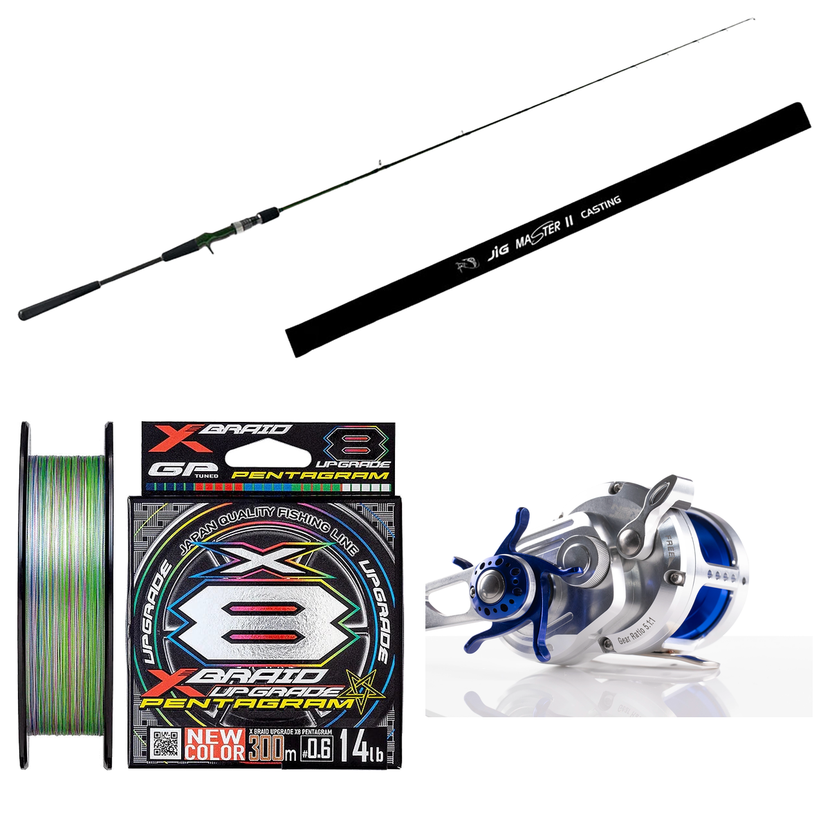 Next - Ocean 50 Overhead Reel LH SB + Assassin - Jigmaster II Slow 6MH-C Overhead Rod Capt Snap Combo