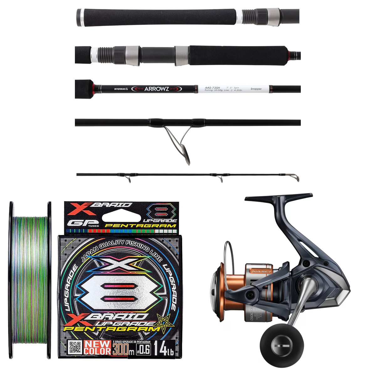Shimano - 26 NASCI C5000XG + Atomic - Arrowz Snapper 7'3 Heavy Spin Combo