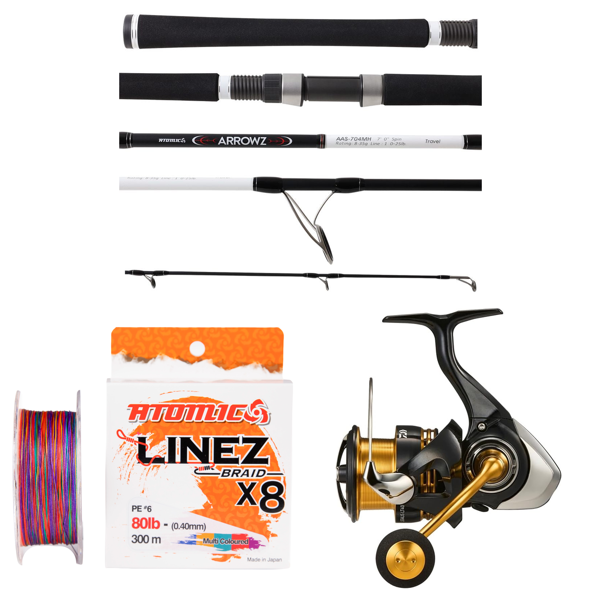 Daiwa - 23 LEGALIS LT4000-CXH + Atomic - Arrowz Travel Spin 7', 4pc, 10-25lb Travel Combo