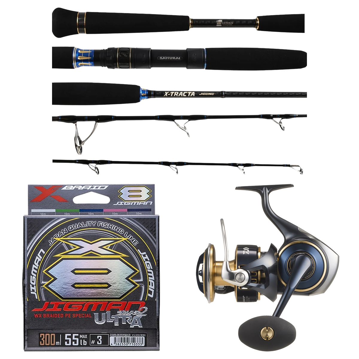 Daiwa - 25 SALTIGA 14000-P + Samurai - X-Tracta Jig 5'6 Spin, PE6 Mechanical Jigging Combo