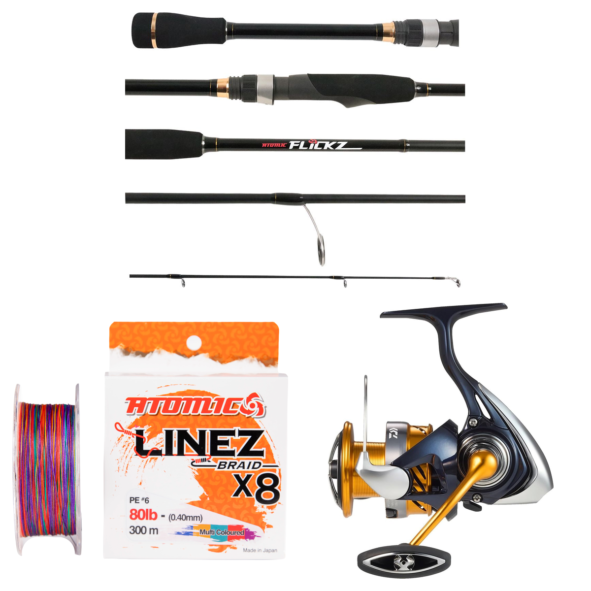 Daiwa - 24 REVROS LT3000D-C + Atomic - Flickz Spin Medium Light, 6'9, 6-16lb Softbaiting Combo