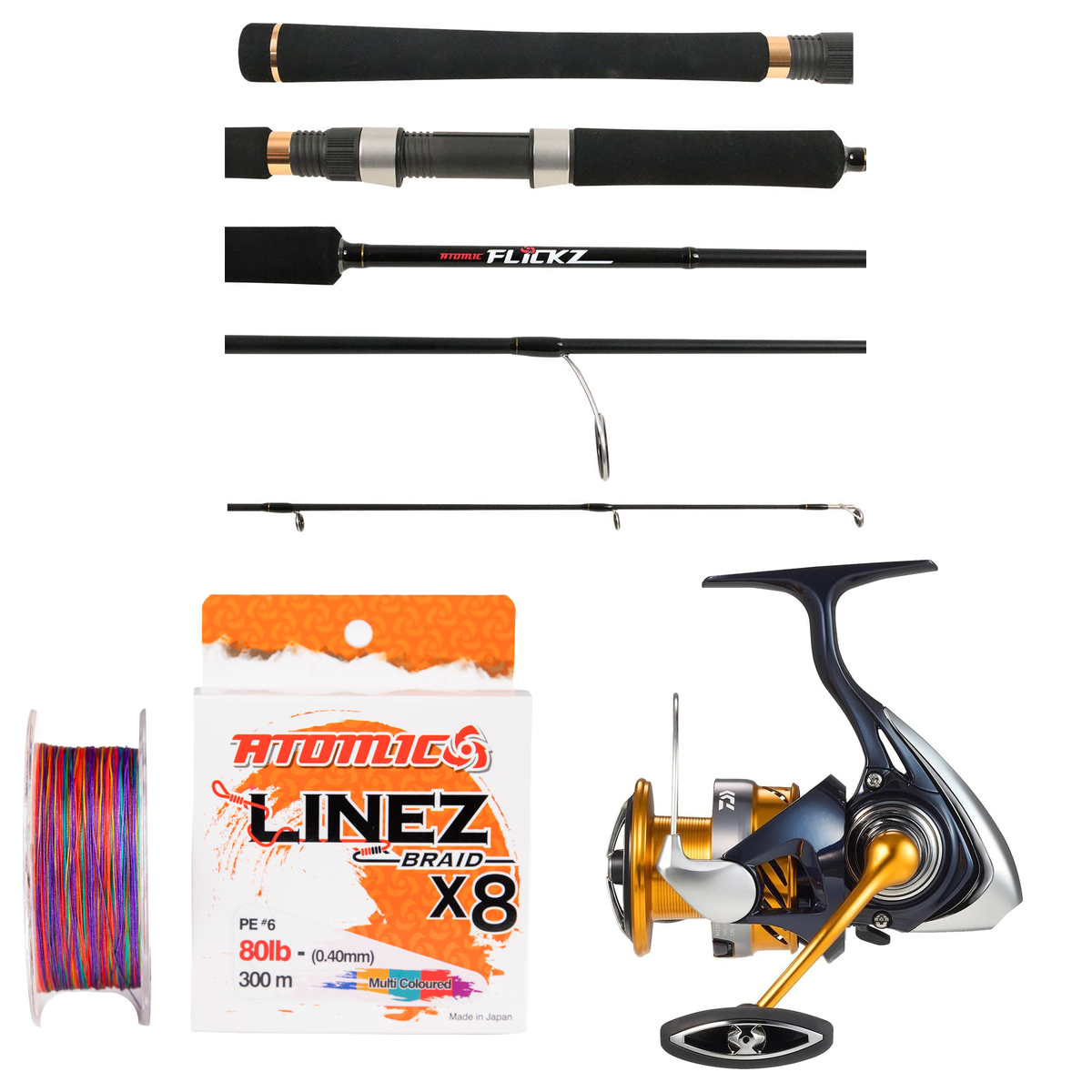 Daiwa - 24 REVROS LT3000D-C + Atomic - Flickz Spin Medium Heavy, 6'10, 12-24lb Softbaiting Combo