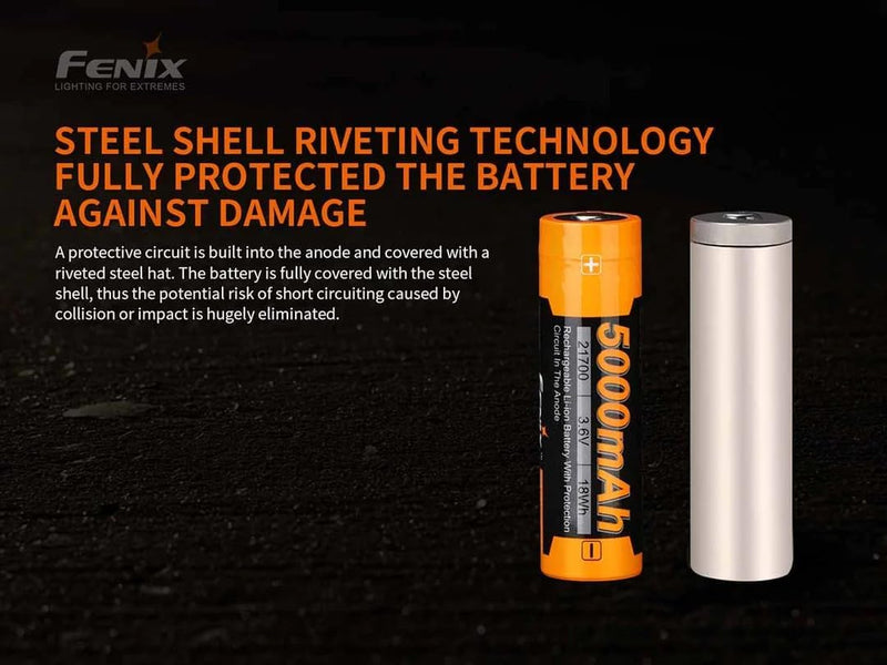 Fenix - Battery 21700 5000mAh USB C Rechargeable