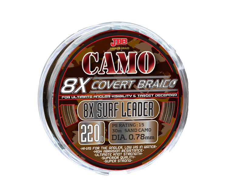 JDB 8X Camo Covert Braid Surf Leader - Stealth Fishing Line