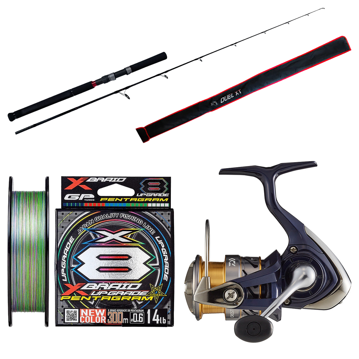 Daiwa - 20 Crest LT5000-CXH + Assassin - Duel XT 8M Spinning Rod PE2 Spin Combo