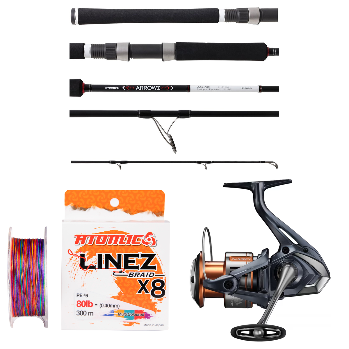 Shimano - 26 NASCI 4000XG + Atomic - Arrowz Snapper 7'3 Softbaiting Combo