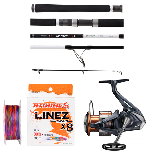 Shimano - 26 NASCI 4000XG + Atomic - Arrowz Spin 7' 4pc Spinning Travel Combo