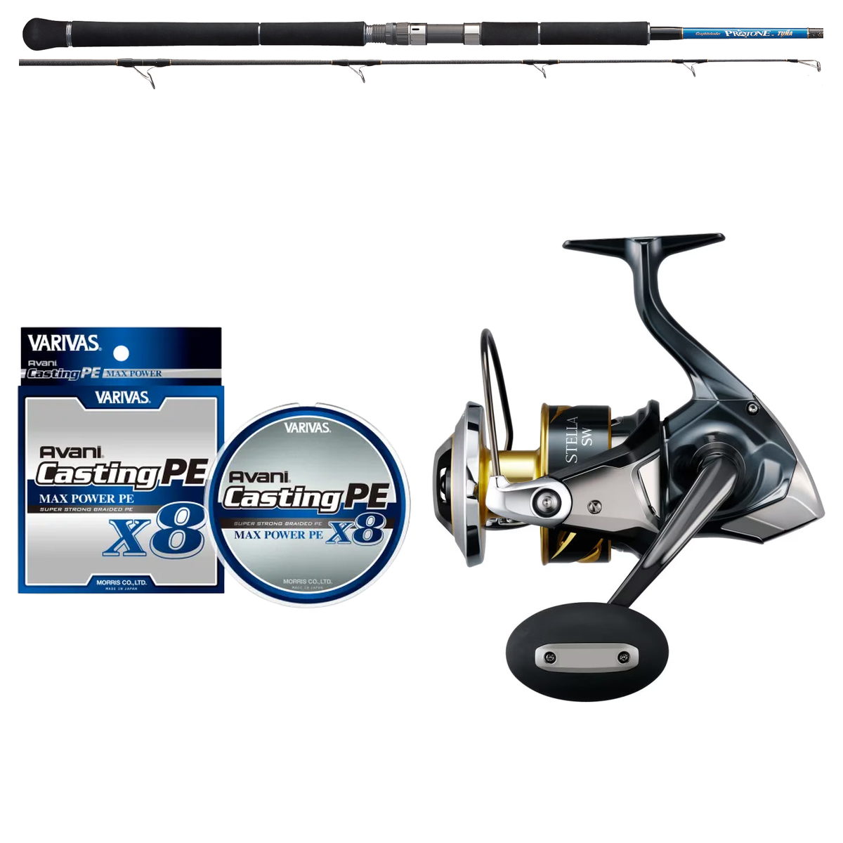 Shimano - 25 STELLA SW 14000XG + Olympic - Protone Tuna 802/50 Topwater Combo