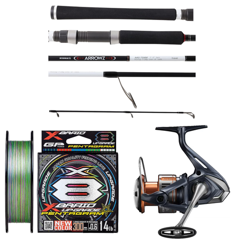 Shimano - 26 NASCI C3000HG + Atomic - Arrowz Travel Spin 7', 4pc, 8-16lb Travel Softbait Combo