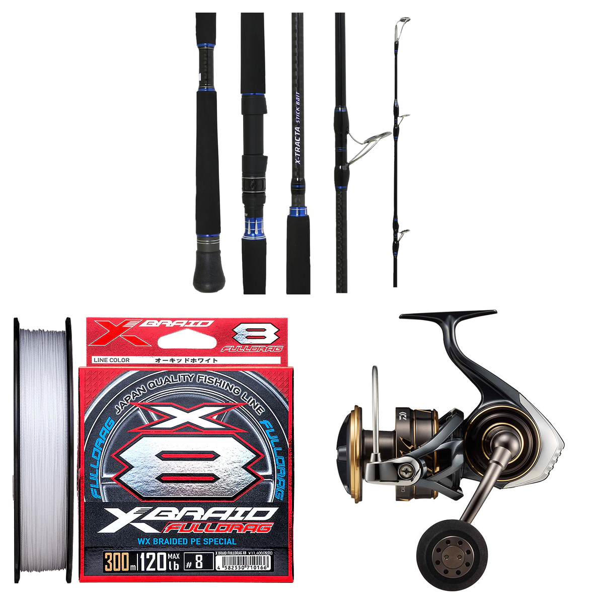 Daiwa - 22 CALDIA SW 10000-H + Samurai - X-Tracta StickBait 7'6 PE 2 - 4 Topwater Boat Combo